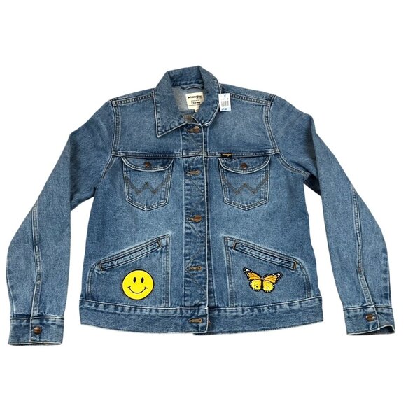 Wrangler Icons Denim Jacket Womens Medium Blue Medium Wash Y2K Casual 124WJ - Picture 1 of 16